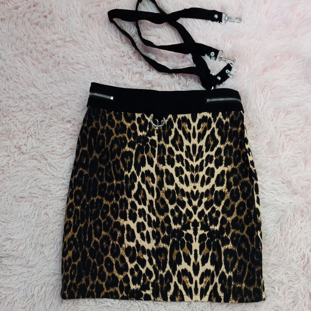 Killstar nwt leopard goth/punk skirt! Pretty kitty strappy mini! FINAL PRICE! - Picture 9 of 16
